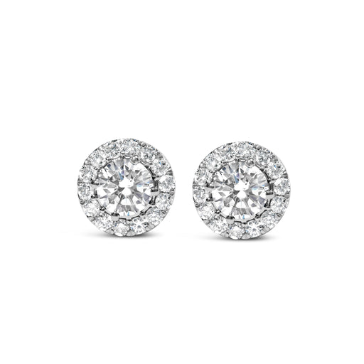 Bids.com 14K White Gold 3.0 Cttw Lab-Grown Diamond Hidden Halo Stud Earrings Earrings White Smoke White.Gold / 3