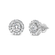 Bids.com 14K White Gold 3.0 Cttw Lab-Grown Diamond Hidden Halo Stud Earrings Earrings White Smoke White.Gold / 3