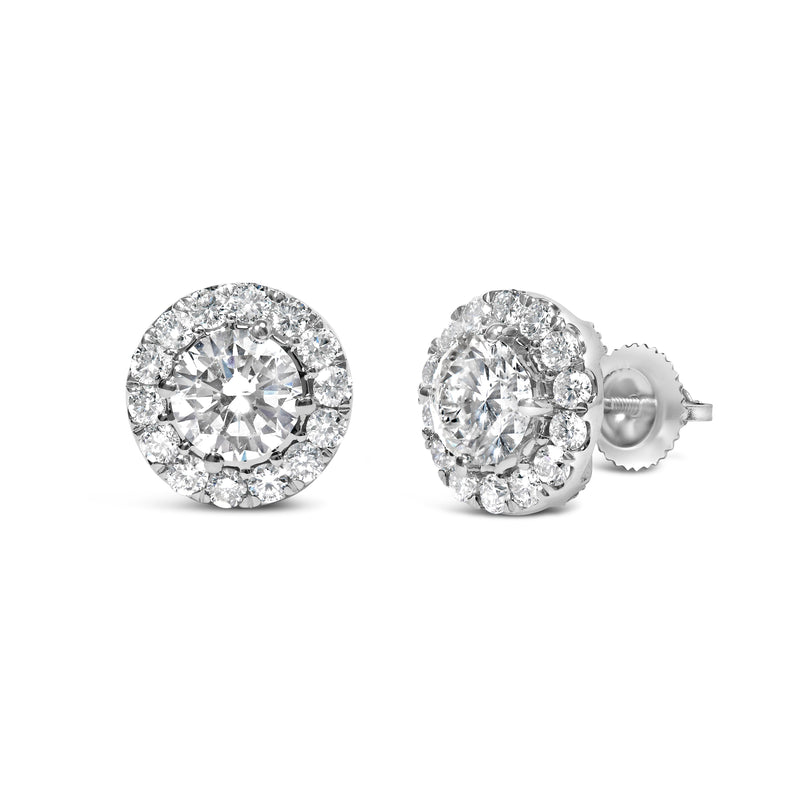 Bids.com 14K White Gold 3.0 Cttw Lab-Grown Diamond Hidden Halo Stud Earrings Earrings White Smoke White.Gold / 3