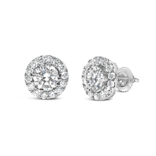 Bids.com 14K White Gold 3.0 Cttw Lab-Grown Diamond Hidden Halo Stud Earrings Earrings White Smoke White.Gold / 3