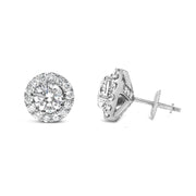 Bids.com 14K White Gold 3.0 Cttw Lab-Grown Diamond Hidden Halo Stud Earrings Earrings White Smoke White.Gold / 3