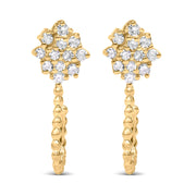 Bids.com 14K Yellow Gold Plated .925 Sterling Silver 1/10 Cttw Diamond Floral Cluster and Beaded Hoop Stud Earrings (H-I Color, I1-I2 Clarity) Earrings White Smoke Yellow.Sterling Silver / 0.1