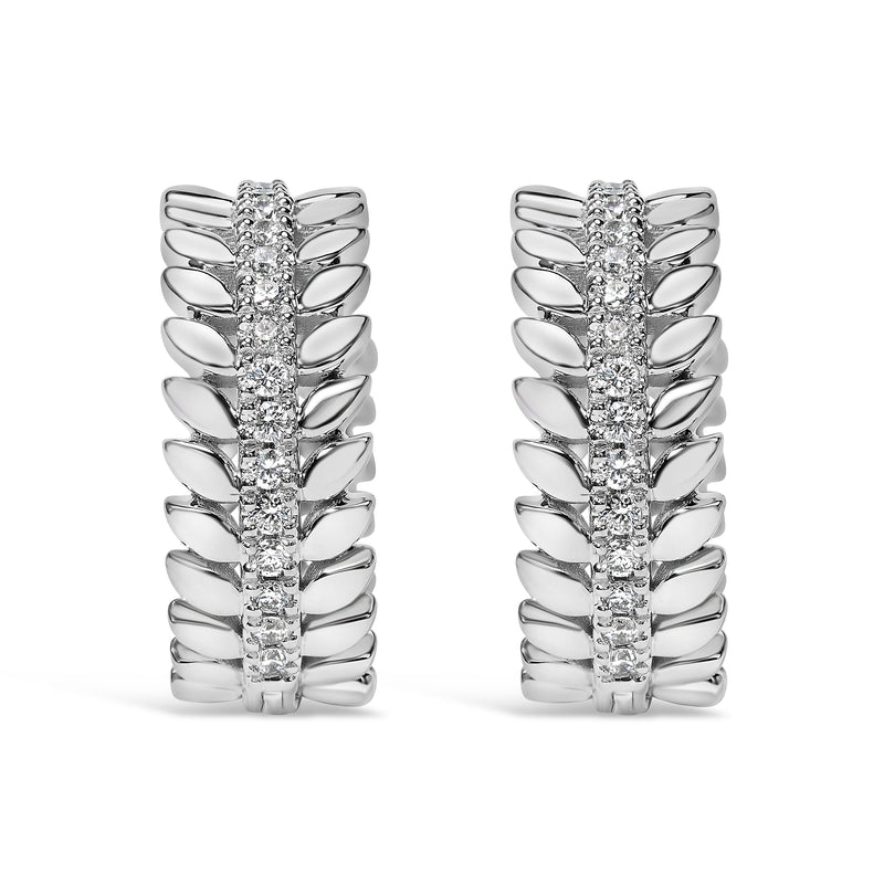 Bids.com 14K White Gold 1/4 Cttw Lab Grown Diamond Leafy Wreath Hoop Earrings (F-G Color, VS1-VS2 Clarity) Earrings White Smoke White.Gold / 0.27