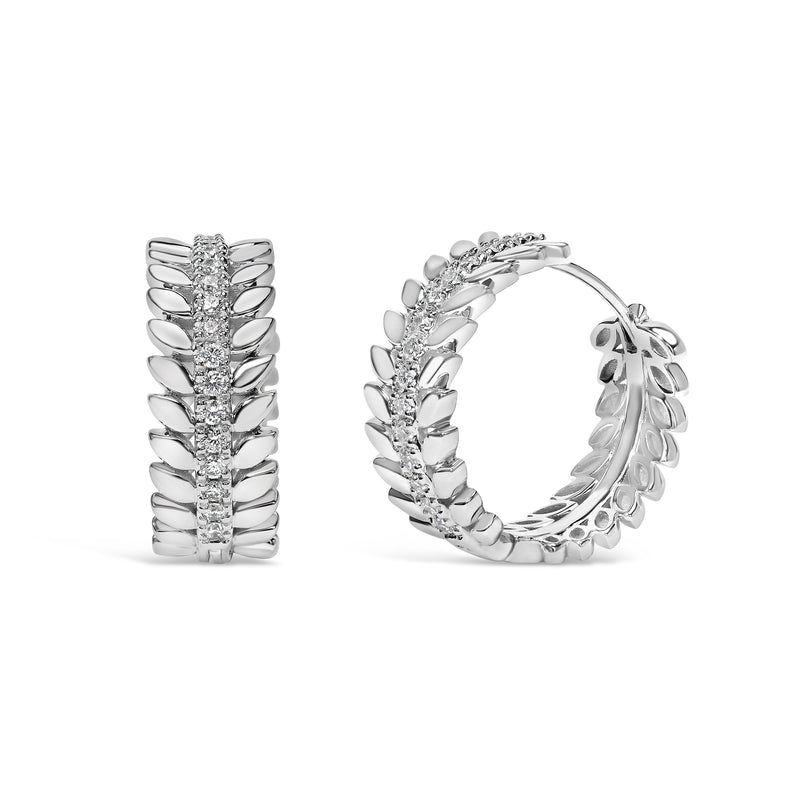 Bids.com 14K White Gold 1/4 Cttw Lab Grown Diamond Leafy Wreath Hoop Earrings (F-G Color, VS1-VS2 Clarity) Earrings White Smoke White.Gold / 0.27
