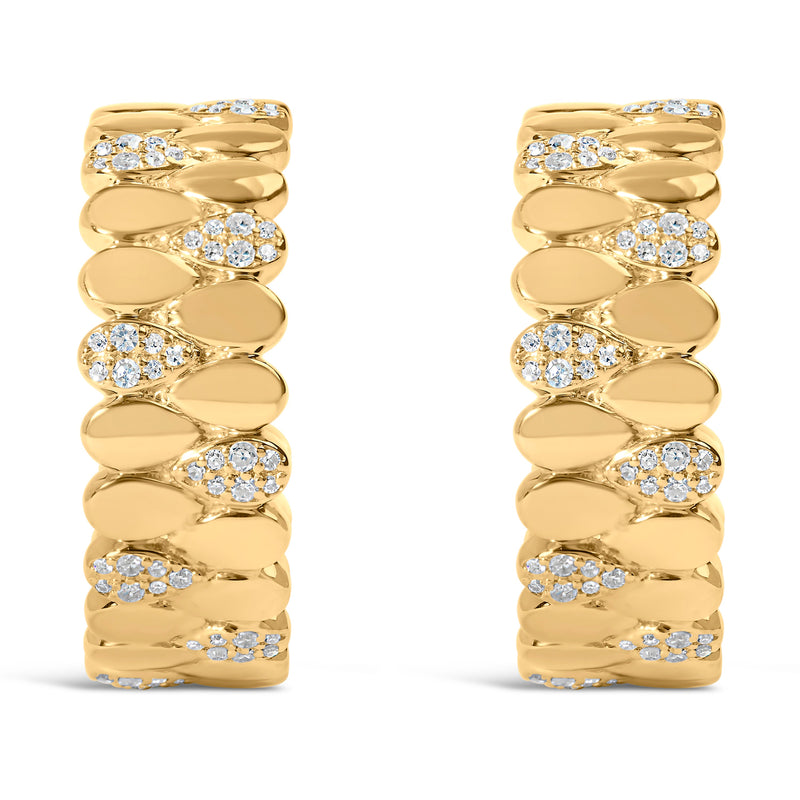 Bids.com 14K Yellow Gold Plated .925 Sterling Silver 3/8 Cttw Diamond Pave Pear Link J Hoop Earrings (H-I Color, I1-I2 Clarity) Earrings White Smoke Yellow.Sterling Silver / 0.385