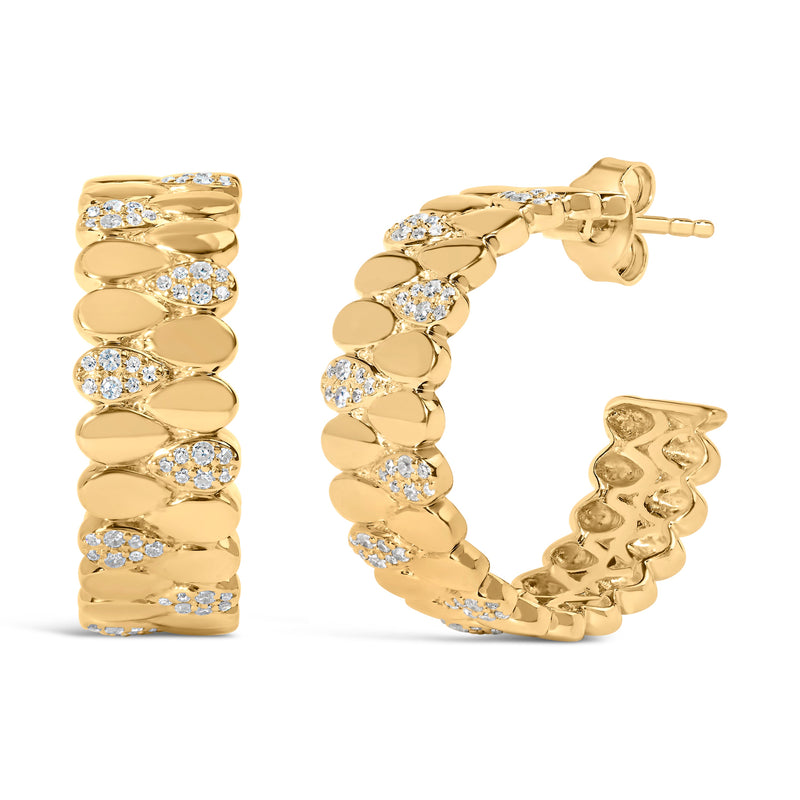 Bids.com 14K Yellow Gold Plated .925 Sterling Silver 3/8 Cttw Diamond Pave Pear Link J Hoop Earrings (H-I Color, I1-I2 Clarity) Earrings White Smoke Yellow.Sterling Silver / 0.385