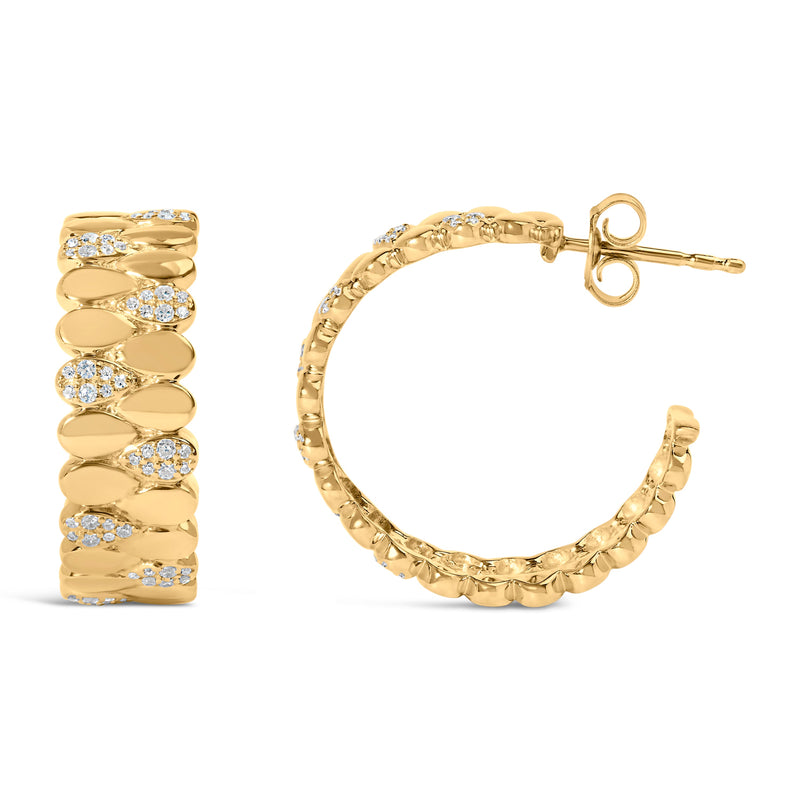 Bids.com 14K Yellow Gold Plated .925 Sterling Silver 3/8 Cttw Diamond Pave Pear Link J Hoop Earrings (H-I Color, I1-I2 Clarity) Earrings White Smoke Yellow.Sterling Silver / 0.385