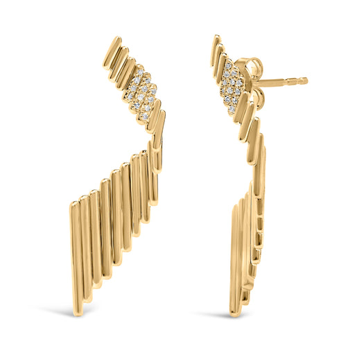 Bids.com 14K Yellow Gold Plated .925 Sterling Silver Sculpted Diamond Accent Drop Earrings (H-I Color, I1-I2 Clarity) Earrings White Smoke Yellow.Sterling Silver / 0.07