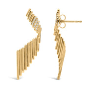 Bids.com 14K Yellow Gold Plated .925 Sterling Silver Sculpted Diamond Accent Drop Earrings (H-I Color, I1-I2 Clarity) Earrings White Smoke Yellow.Sterling Silver / 0.07