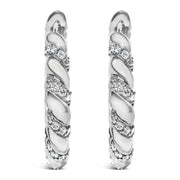 Bids.com 14K White Gold 1 1/5 Cttw Lab Grown Diamond Swirl Design 1" Inch Hoop Earrings (F-G Color, VS1-VS2 Clarity) Earrings White Smoke White.Gold / 1.2