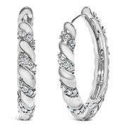 Bids.com 14K White Gold 1 1/5 Cttw Lab Grown Diamond Swirl Design 1" Inch Hoop Earrings (F-G Color, VS1-VS2 Clarity) Earrings White Smoke White.Gold / 1.2