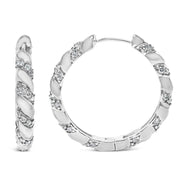Bids.com 14K White Gold 1 1/5 Cttw Lab Grown Diamond Swirl Design 1" Inch Hoop Earrings (F-G Color, VS1-VS2 Clarity) Earrings White Smoke White.Gold / 1.2
