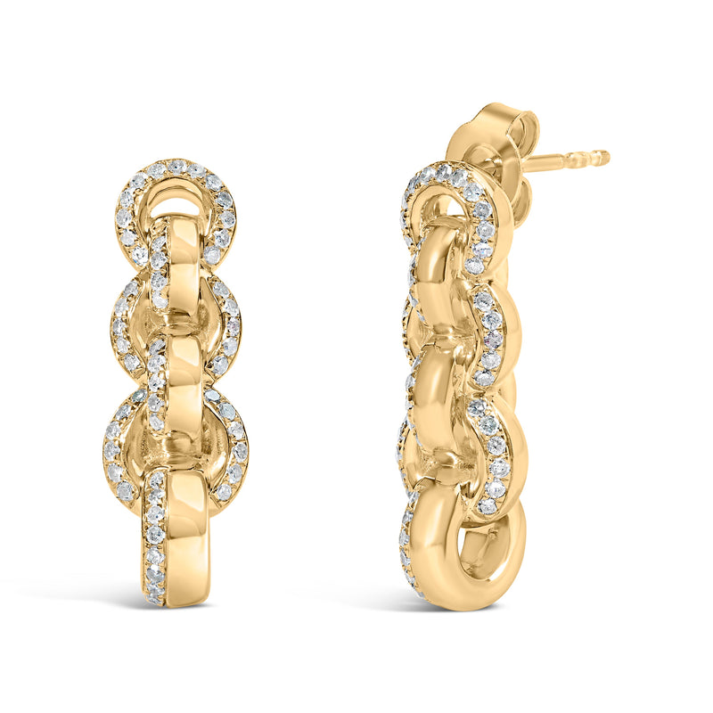 Bids.com 14K Yellow Gold Plated .925 Sterling Silver 1/2 Cttw Diamond Chain Link Drop Earrings (H-I Color, I1-I2 Clarity) Earrings White Smoke Yellow.Sterling Silver / 0.51