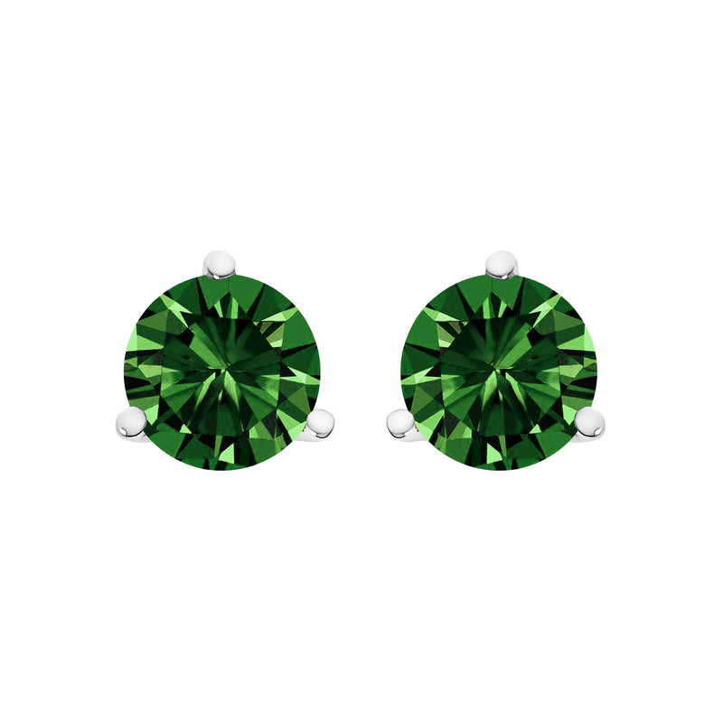 Bids.com 14K White Gold 1.0 Cttw 3-Prong Martini Set Lab Grown Green Diamond Solitaire Stud Earrings Earrings White Smoke White.Gold / 1.5