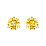 Bids.com 14K White Gold 3-Prong Martini Set 1.0 Cttw Yellow Lab Grown Diamond Solitaire Stud Earrings Earrings White Smoke White.Gold / 1.5