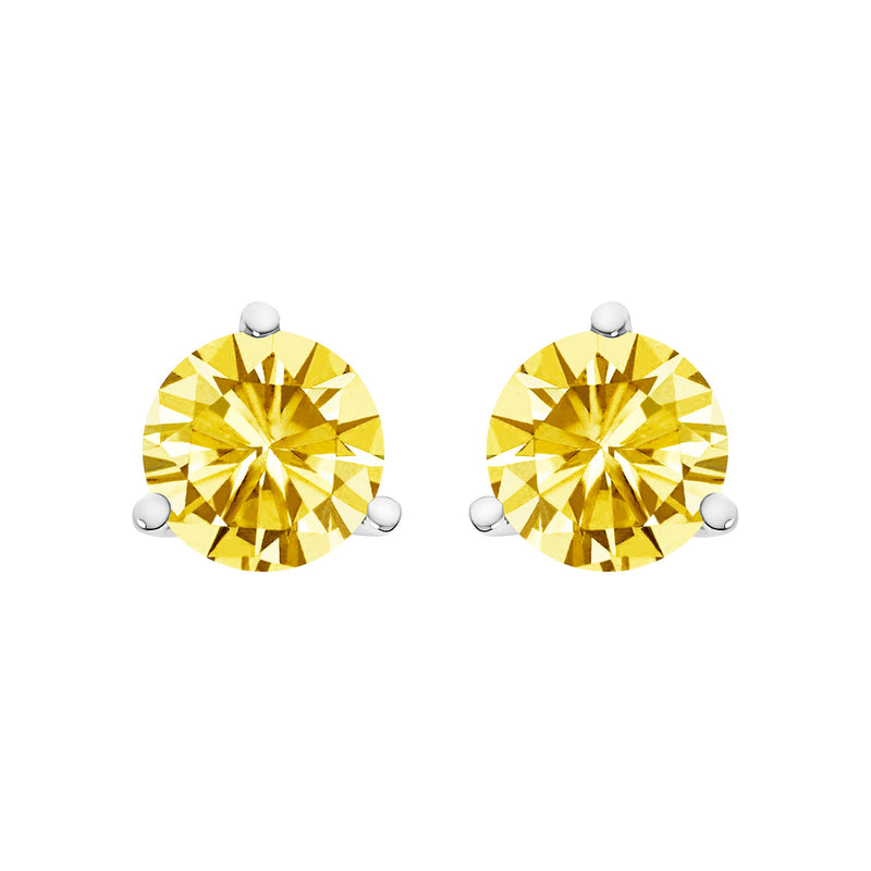 Bids.com 14K White Gold 3-Prong Martini Set 1.0 Cttw Yellow Lab Grown Diamond Solitaire Stud Earrings Earrings White Smoke White.Gold / 1.5