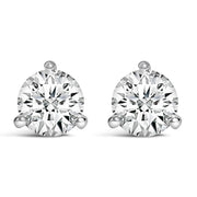 Bids.com 14K White Gold 2.0 Cttw 3-Prong Martini Set Brilliant Round-Cut Solitaire Lab Grown Diamond Screwback Stud Earrings (F-G Color, VS1-VS2 Clarity) Earrings White Smoke White.Gold / 0.5