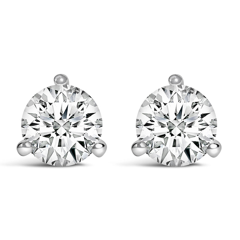 Bids.com 14K White Gold 2.0 Cttw 3-Prong Martini Set Brilliant Round-Cut Solitaire Lab Grown Diamond Screwback Stud Earrings (F-G Color, VS1-VS2 Clarity) Earrings White Smoke White.Gold / 0.5