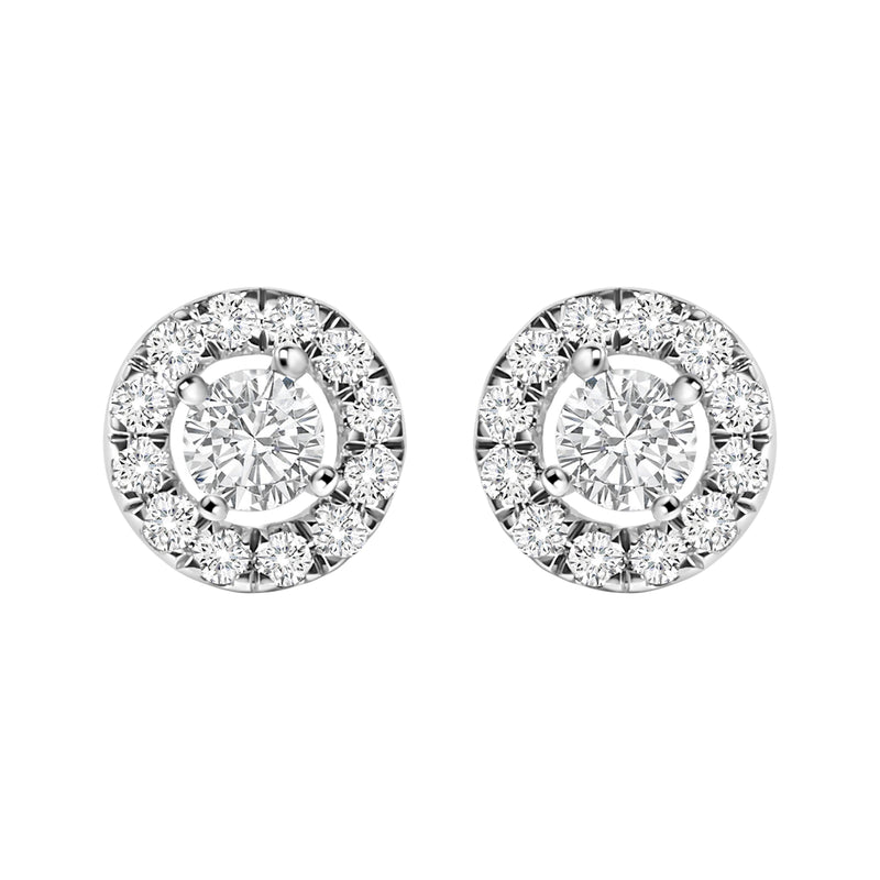 Bids.com 14K White Gold 3/4 Cttw Lab-Grown Diamond Floating Halo Stud Earring (F-G Color, VS1-VS2 Clarity) Earrings White Smoke White.Gold / 0.75