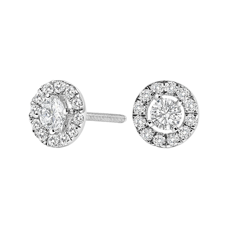 Bids.com 14K White Gold 3/4 Cttw Lab-Grown Diamond Floating Halo Stud Earring (F-G Color, VS1-VS2 Clarity) Earrings White Smoke White.Gold / 0.75