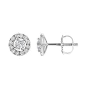 Bids.com 14K White Gold 3/4 Cttw Lab-Grown Diamond Floating Halo Stud Earring (F-G Color, VS1-VS2 Clarity) Earrings White Smoke White.Gold / 0.75