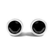 Bids.com .925 Sterling Silver 4.00 Cttw Round Brilliant-Cut Black Diamond Bezel-Set Stud Earrings with Screw Backs (Fancy Color-Enhanced, I2-I3 Clarity) Earrings White Smoke White.Sterling Silver / 1.38