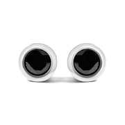 Bids.com .925 Sterling Silver 4.00 Cttw Round Brilliant-Cut Black Diamond Bezel-Set Stud Earrings with Screw Backs (Fancy Color-Enhanced, I2-I3 Clarity) Earrings White Smoke White.Sterling Silver / 5.75