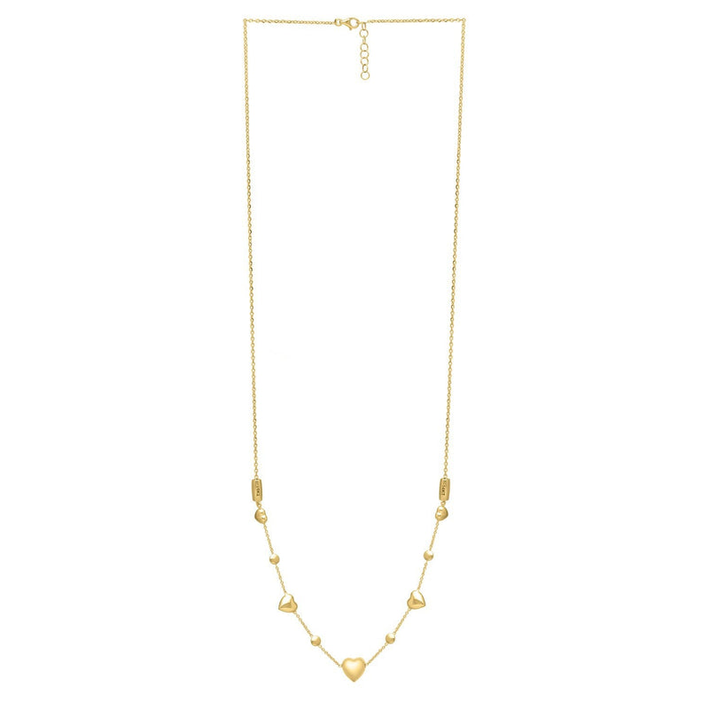 Bids.com 14k Yellow Gold Puff Heart Adjustable Necklace Necklaces White Smoke 24 / Yellow Gold