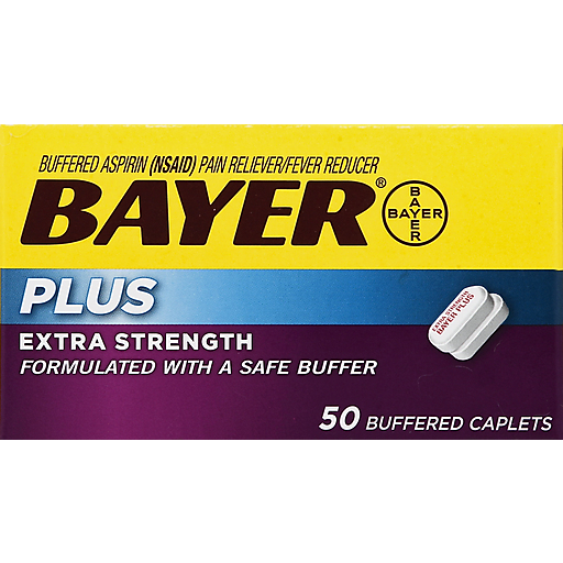 Bayer Bayer Plus Extra Strength Aspirin Pain Reliever/Fever Reducer 500mg Buffered Caplets 50 Ct Box Health & Beauty Gold