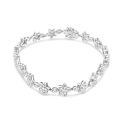Bids.com 14K White Gold 1 1/5 Cttw Round Diamond Flower Blossom Link Bracelet (H-I Color, SI1-SI2 Clarity) - Size 7" Bracelets White Smoke Yellow.Gold / 7,White.Gold / 7