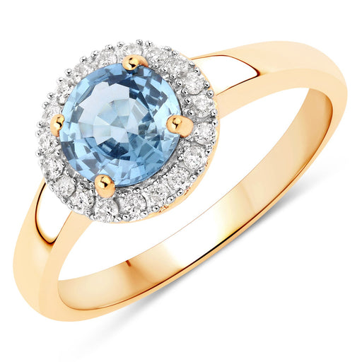 Bids.com 1.03 Carat Genuine Blue Sapphire and White Diamond 14K Yellow Gold Ring Rings White Smoke size 6.00,size 7.00,size 8.00,size 5.00,size 9.00