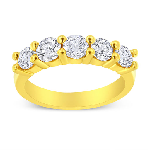 Bids.com 14K Yellow Gold Plated .925 Sterling Silver 1 1/2 Cttw Shared Prong Set Brilliant Round-Cut Diamond Anniversary or Wedding Band Ring (K-L Color, SI2-I1 Clarity) - Size 7 Rings White Smoke 7 / Yellow.Sterling Silver,8 / Yellow.Sterling Silver,6 / Yellow.Sterling Silver,9 / Yellow.Sterling Silver