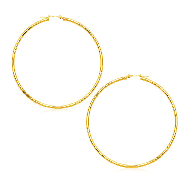 Bids.com 14k Yellow Gold Polished Large Round Hoop Earrings Earrings White Smoke Yellow Gold