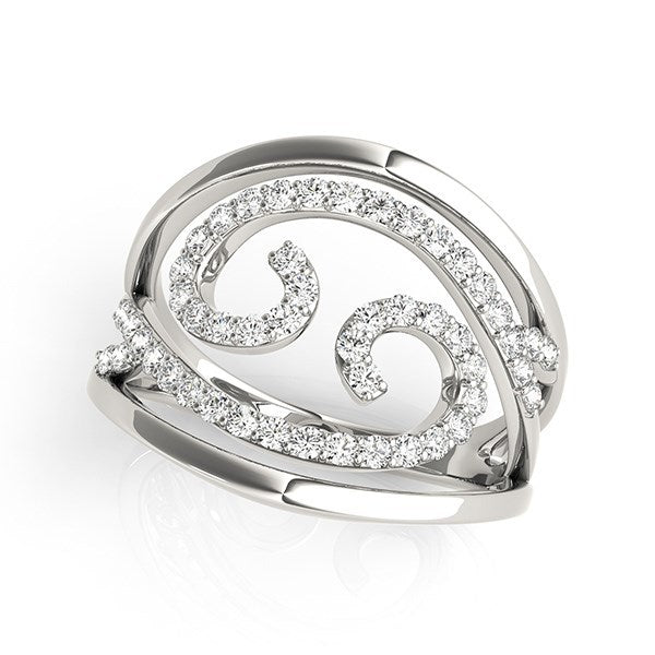 Bids.com Swirl Design Diamond Ring in 14k White Gold (1/2 cttw) Rings White Smoke 3 / White Gold,3.5 / White Gold,4 / White Gold,4.5 / White Gold,5 / White Gold,5.5 / White Gold,6 / White Gold,6.5 / White Gold,7 / White Gold,7.5 / White Gold,8 / White Gold,8.5 / White Gold,9 / White Gold