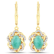 Bids.com 2.36 Carat Genuine Emerald and White Topaz .925 Sterling Silver Earrings Earrings White Smoke