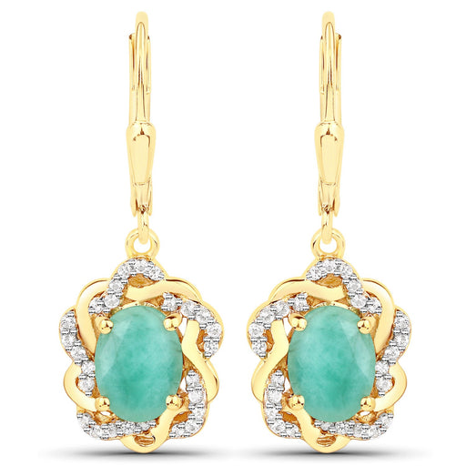 Bids.com 2.36 Carat Genuine Emerald and White Topaz .925 Sterling Silver Earrings Earrings White Smoke