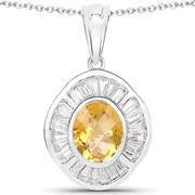 Bids.com 4.18 Carat Genuine Citrine and White Topaz .925 Sterling Silver Pendant Pendants White Smoke