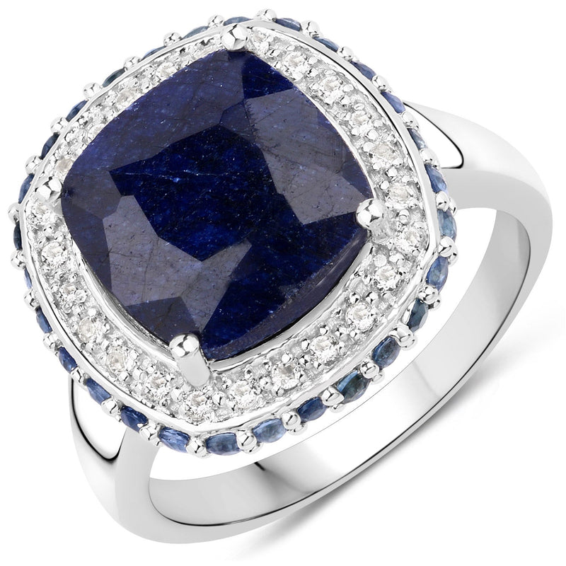 Bids.com 6.46 Carat Dyed Sapphire, Blue Sapphire and White Topaz .925 Sterling Silver Ring Rings White Smoke size 6.00,size 7.00,size 8.00,size 9.00,size 5.00,size 10.00,size 5.50