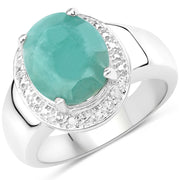 Bids.com 4.72 Carat Genuine Emerald and White Diamond .925 Sterling Silver Ring Rings White Smoke size 5.00,size 6.50,size 7.50,size 7.75,size 8.00,size 9.00,size 11.50,size 6.00,size 7.00