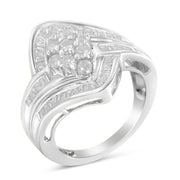 Bids.com 10K White Gold Diamond Bypass Cluster Ring (1 Cttw, I-J Color, I2-I3 Clarity) - Size 7 Rings White Smoke 7 / White.Gold,6.5 / White.Gold,6 / White.Gold,8 / White.Gold,7.5 / White.Gold