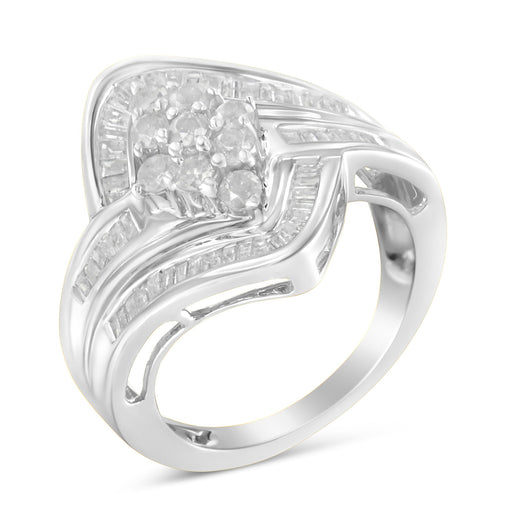 Bids.com 10K White Gold Diamond Bypass Cluster Ring (1 Cttw, I-J Color, I2-I3 Clarity) - Size 7 Rings White Smoke 7 / White.Gold,6.5 / White.Gold,6 / White.Gold,8 / White.Gold,7.5 / White.Gold