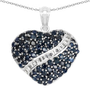 Bids.com 4.60 Carat Genuine Blue Sapphire and White Topaz .925 Sterling Silver Pendant Pendants White Smoke