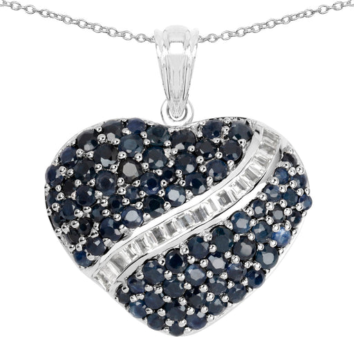 Bids.com 4.60 Carat Genuine Blue Sapphire and White Topaz .925 Sterling Silver Pendant Pendants White Smoke