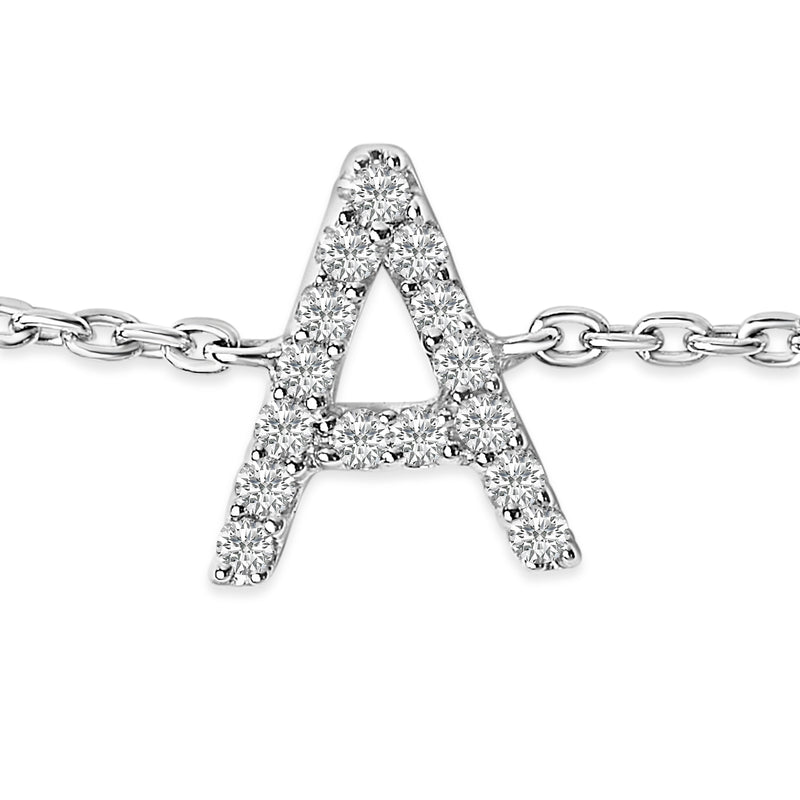 Bids.com 10K White Gold Diamond Accent "A" Initial Charm and Link Bracelet Bracelets White Smoke White.Gold / 7 / A,White.Gold / 7 / B,White.Gold / 7 / C,White.Gold / 7 / D,White.Gold / 7 / E,White.Gold / 7 / F,White.Gold / 7 / G,White.Gold / 7 / H,White.Gold / 7 / I,White.Gold / 7 / J,White.Gold / 7 / K,White.Gold / 7 / L,White.Gold / 7 / M,White.Go
