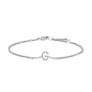 Bids.com 10K White Gold Diamond Accent "A" Initial Charm and Link Bracelet Bracelets White Smoke White.Gold / 7 / G