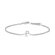 Bids.com 10K White Gold Diamond Accent "A" Initial Charm and Link Bracelet Bracelets White Smoke White.Gold / 7 / P