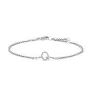 Bids.com 10K White Gold Diamond Accent "A" Initial Charm and Link Bracelet Bracelets White Smoke White.Gold / 7 / Q