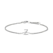 Bids.com 10K White Gold Diamond Accent "A" Initial Charm and Link Bracelet Bracelets White Smoke White.Gold / 7 / Z