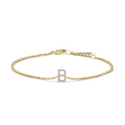 Bids.com 10K White Gold Diamond Accent "A" Initial Charm and Link Bracelet Bracelets White Smoke Yellow.Gold / 7 / B