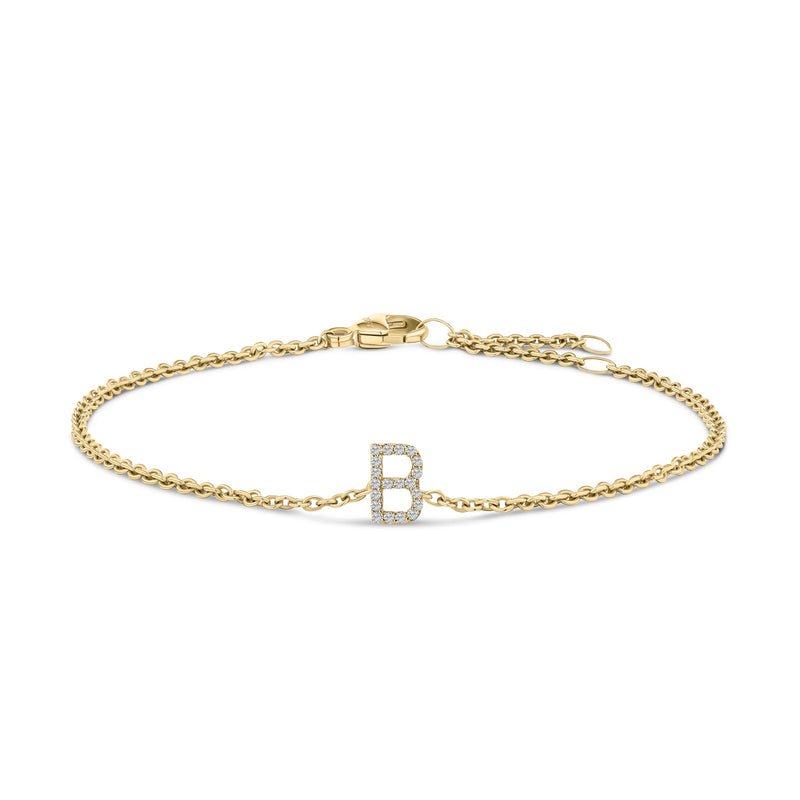 Bids.com 10K White Gold Diamond Accent "A" Initial Charm and Link Bracelet Bracelets White Smoke Yellow.Gold / 7 / B